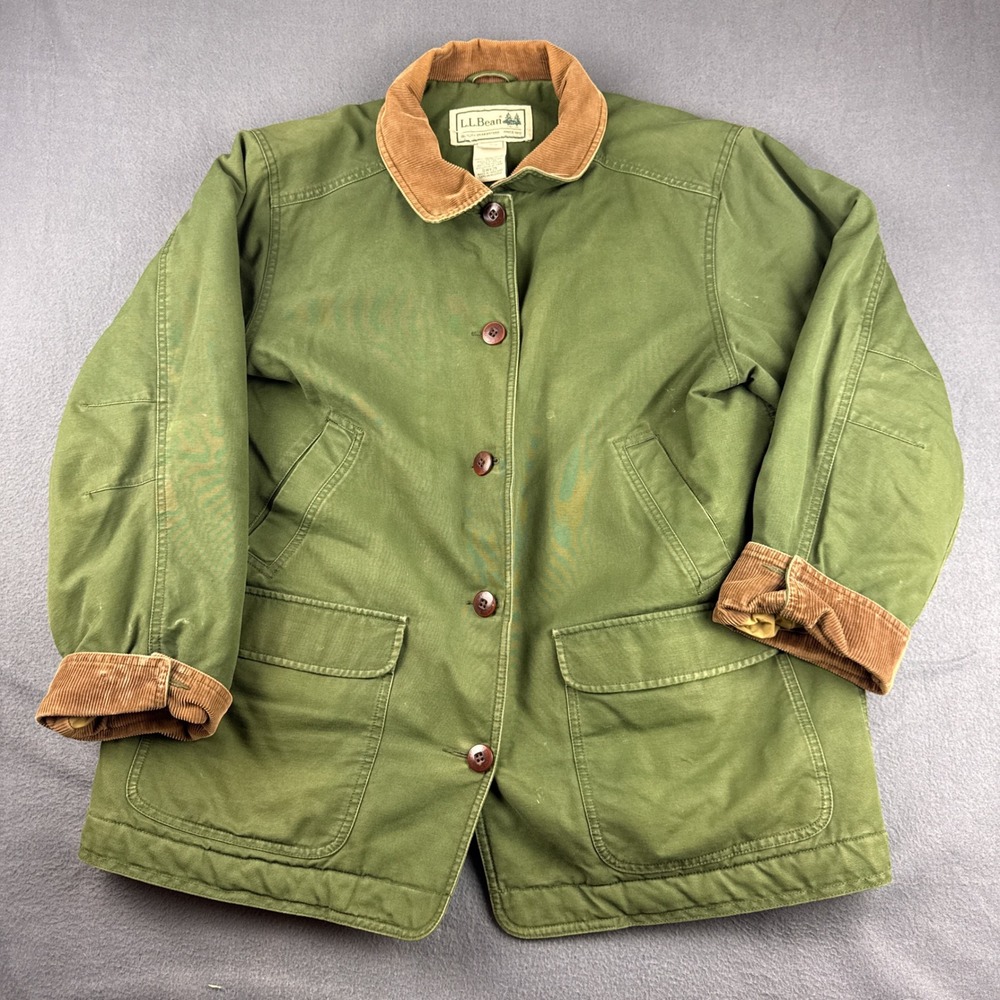 Vintage LL Bean Chore Coat Women's XL Petite Corduroy Collar Barn Lined Polartec